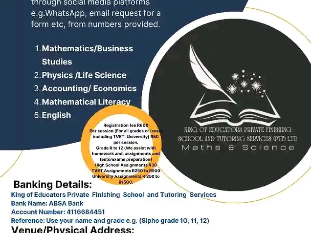 Tutoring Mathematics and Physical Sciences Grade 8-12